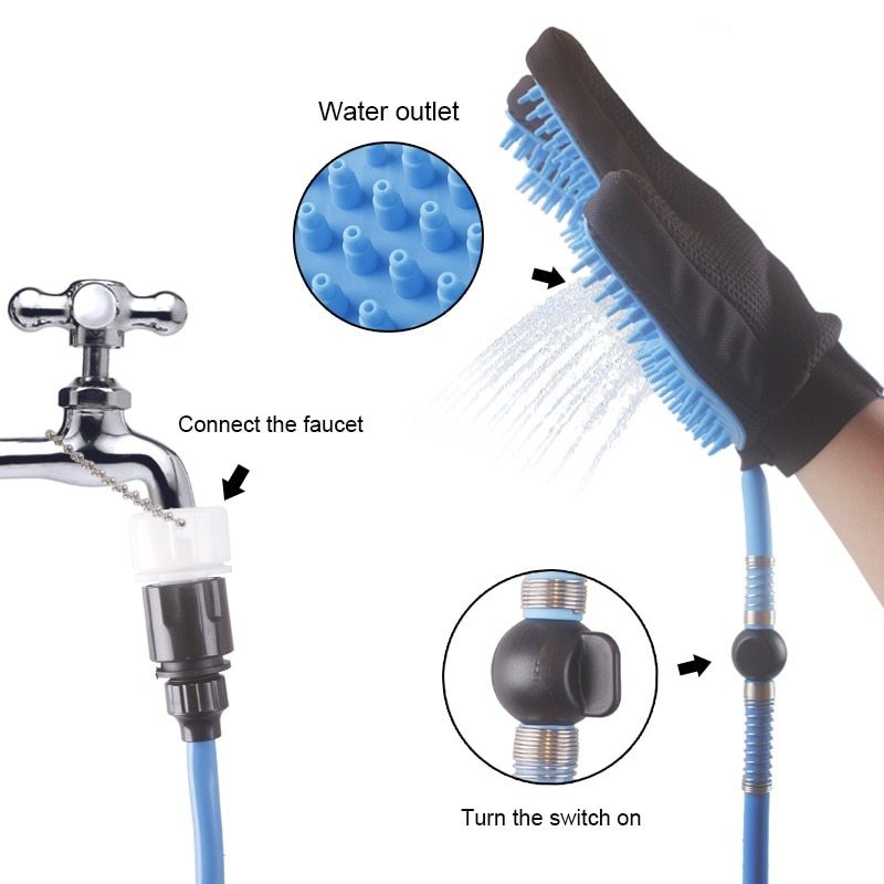 Massage-Duschhandschuh für Haustiere | Waschbürste mit Wasseranschluss