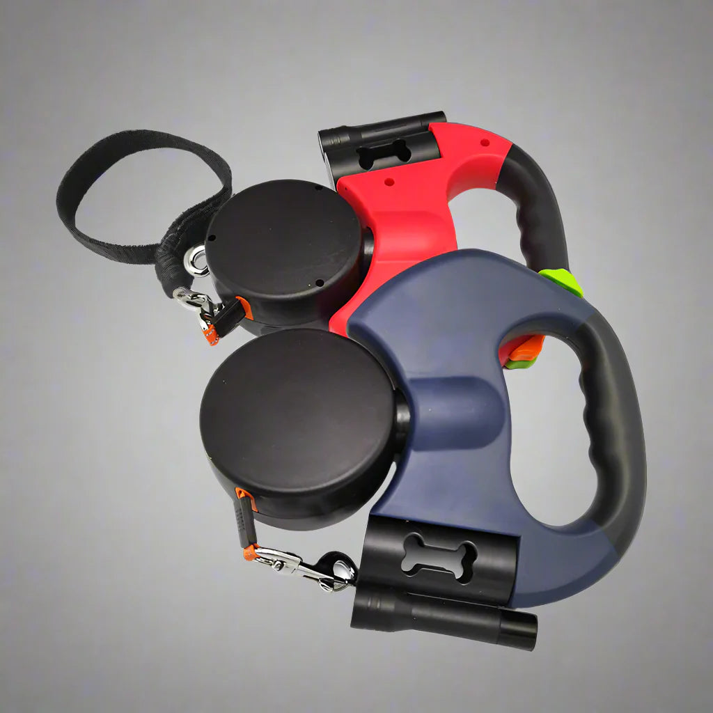 Doppel-Hundeleine mit LED-Licht und Kotbeutelspender von FurLaati