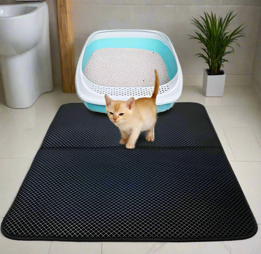 Doppelschichtige Katzenstreu-Matte: Fängt Streu, ist wasserdicht und faltbar