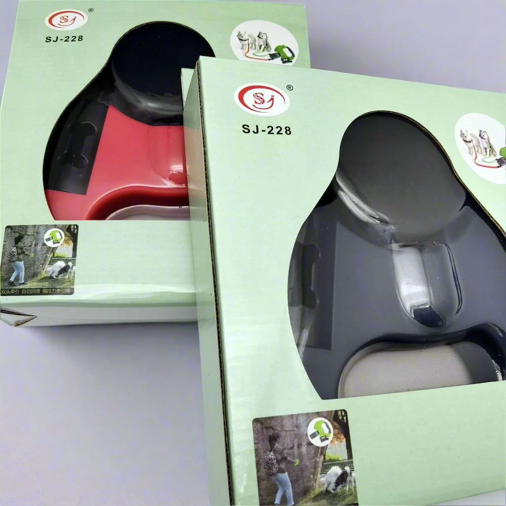 Doppel-Hundeleine mit LED-Licht und Kotbeutelspender von FurLaati