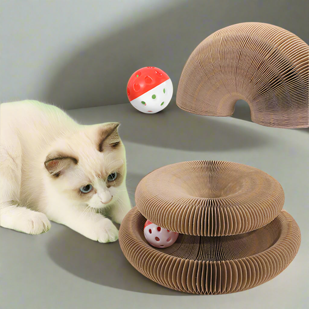 Kratzbrett für Katzen von FurLaati – Faltbares Magnetpuzzle mit Glockenball – Verschleißfest