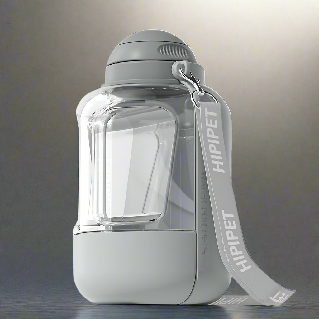 2-in-1 Reise Trink- & Futterflasche (1000ml Wasser / 300ml Futter) – für Hunde & Katzen