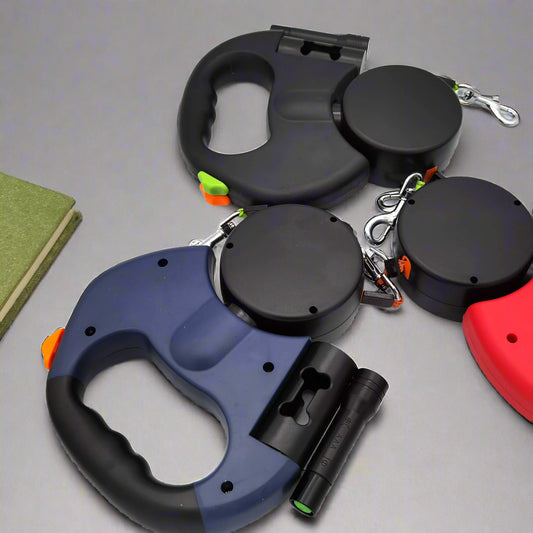 Doppel-Hundeleine mit LED-Licht und Kotbeutelspender von FurLaati
