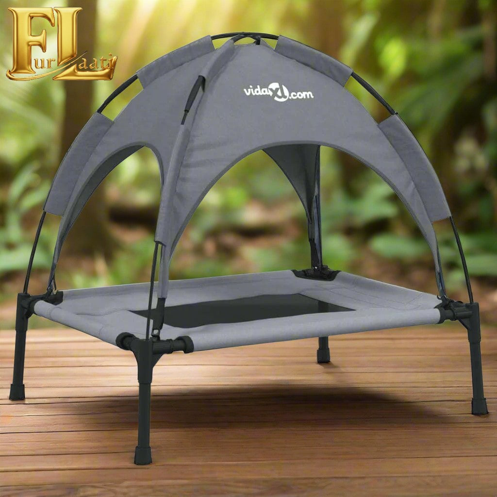 Stilvolle Outdoor-Hundeliege mit Sonnendach aus Oxford-Gewebe Von FurLaati