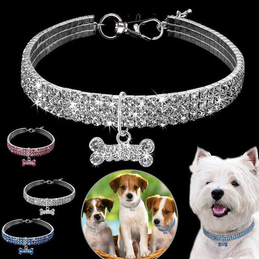 Glamour-Halsband mit Strasssteinen | Elegantes Schmuck-Accessoire für Haustiere