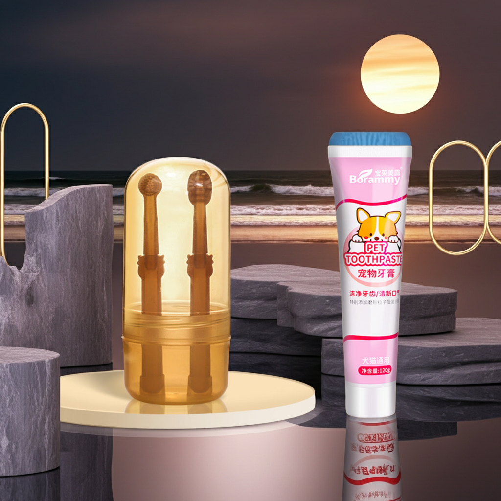 Premium All-in-One Zahnreinigungs-Set mit ESSBARER Zahnpasta für Hunde & Katzen – Ausgezeichneter Bestseller