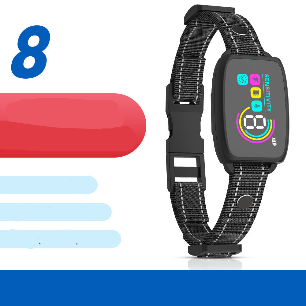 Smart dog training device with digital display on a white background