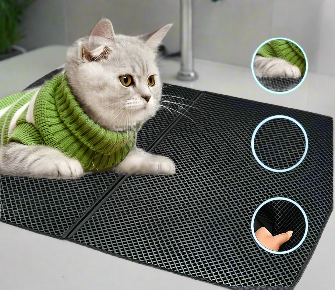 Doppelschichtige Katzenstreu-Matte: Fängt Streu, ist wasserdicht und faltbar