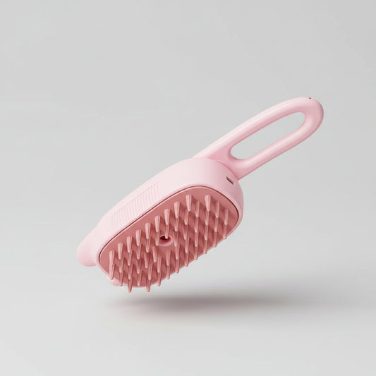 Elektrische Katzenbürste und Hundebürste von Von FurLaati in ergonomischem Design mit integrierter Sprühfunktion zur sanften Fellpflege und Massage für ein glänzendes Tierfell.