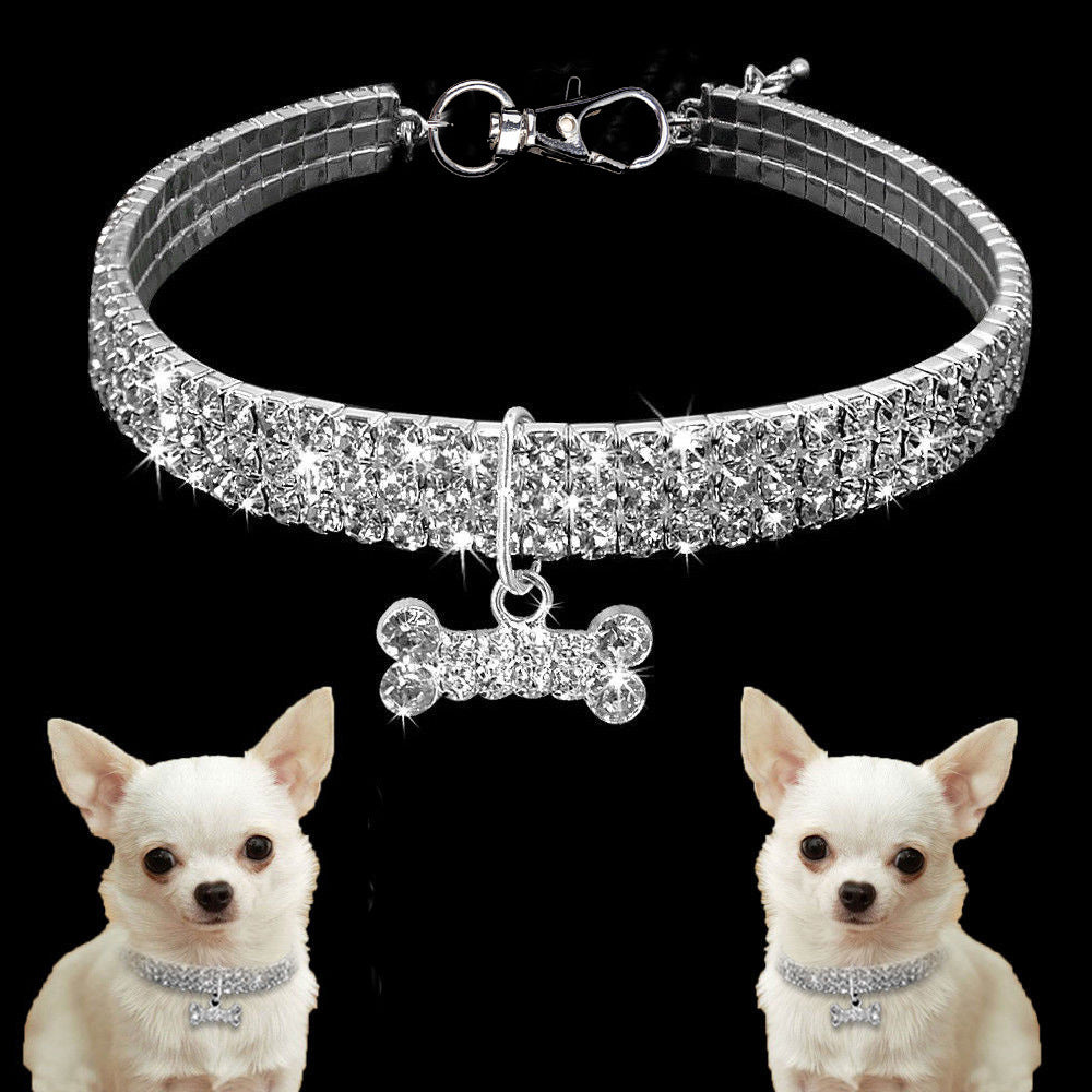 Glamour-Halsband mit Strasssteinen | Elegantes Schmuck-Accessoire für Haustiere