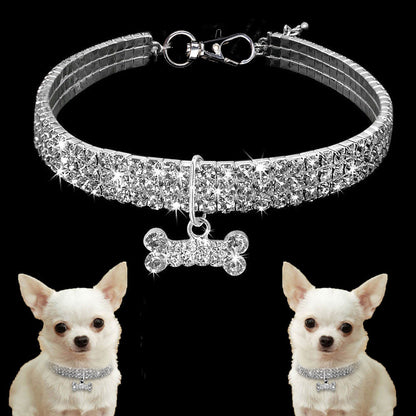 Glamour-Halsband mit Strasssteinen | Elegantes Schmuck-Accessoire für Haustiere