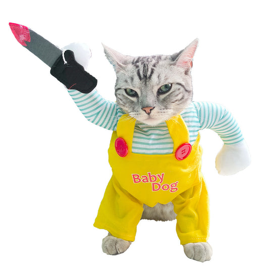 Kreatives Katzenkostüm mit "blutigem Messer"-Effekt: Spaß für Halloween & Partys. Von FurLaati