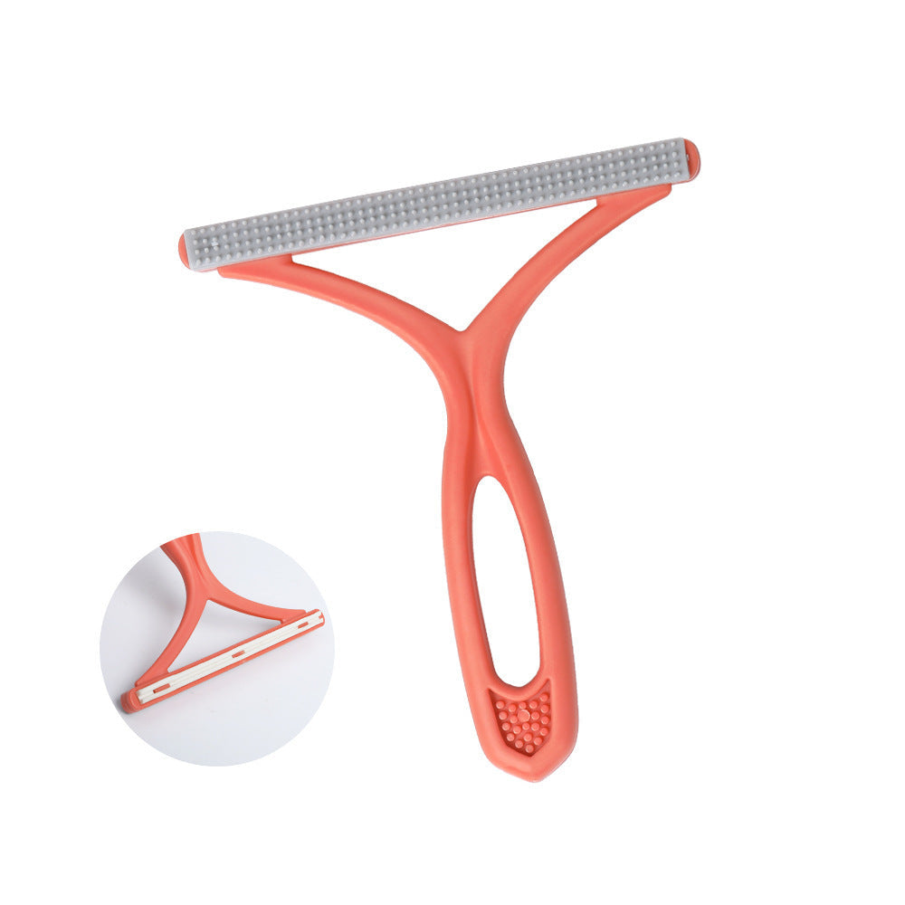Orange pet grooming brush with a close-up inset on a white background FurLaati