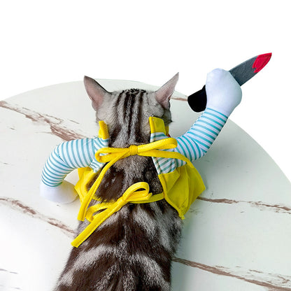 Kreatives Katzenkostüm mit "blutigem Messer"-Effekt: Spaß für Halloween & Partys. Von FurLaati