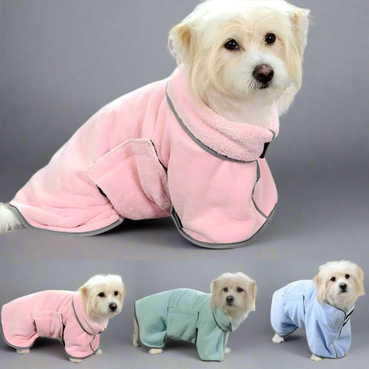 Schnelltrocknender & Superabsorbierender Mikrofaser-Haustier-Bademantel / Trockentuch für Hunde und Katzen