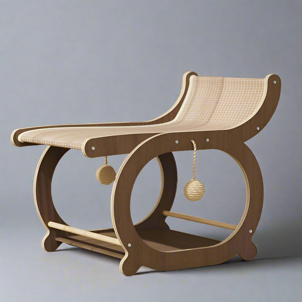 Detailansicht: Independent / Walnut Color des Produkts Ökologische Massivholz Katzenliege mit Sisalmatte Von FurLaati