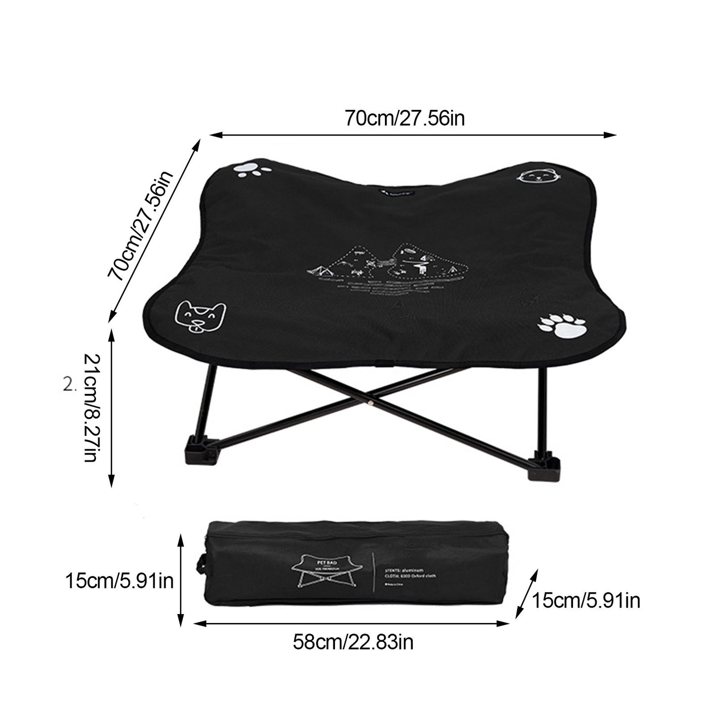 Robustes, Faltbares Hunde-Reisebett (Outdoor & Abnehmbar)