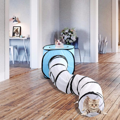 Zusammenklappbarer Katzen-Spieltunnel | Faltbares Labyrinth mit Würfel.  ,,Von FurLaati"!
