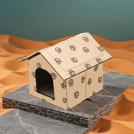 Detailansicht: L:45*43*40 / Beige des Produkts Wetterfestes Outdoor-Tierhaus für Hunde und Katzen in verschiedenen Farben…