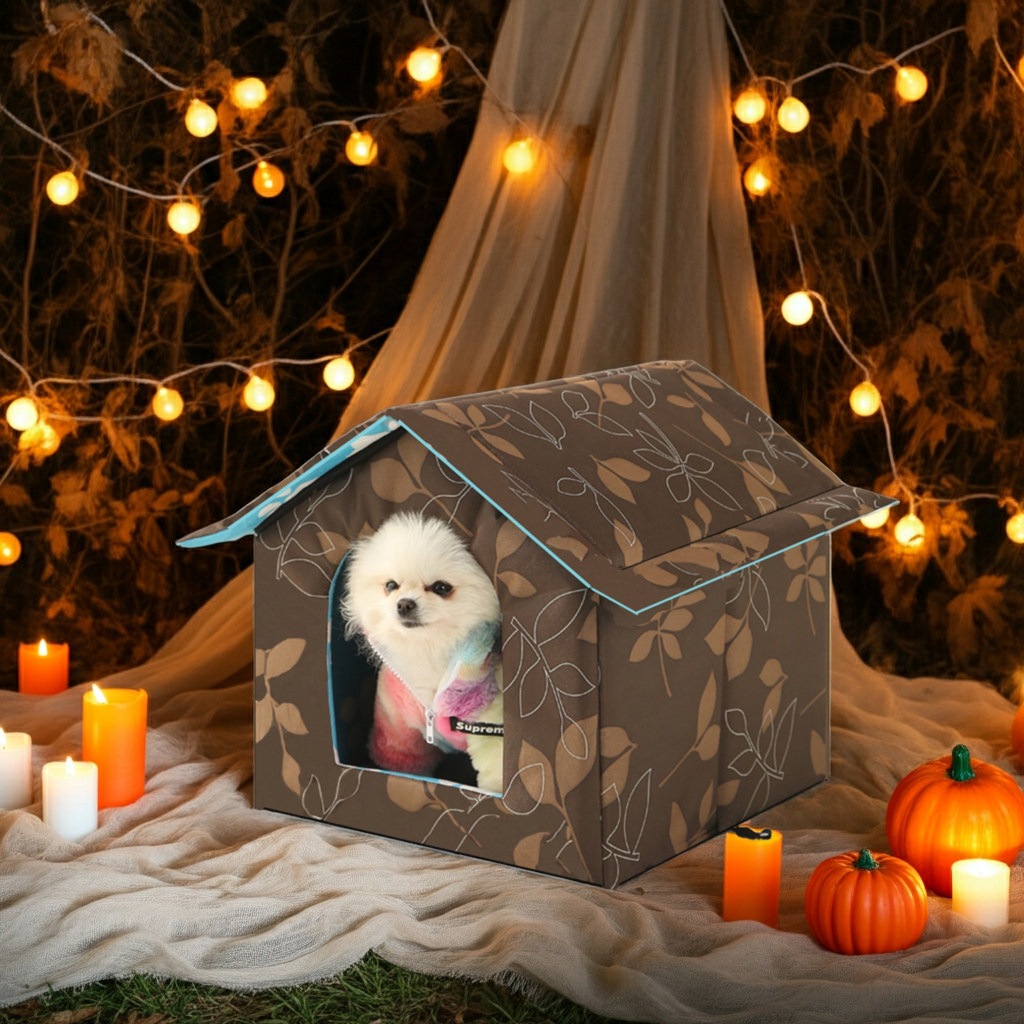 Detailansicht: L:45*43*40 / Brown des Produkts Wetterfestes Outdoor-Tierhaus für Hunde und Katzen in verschiedenen Farben…