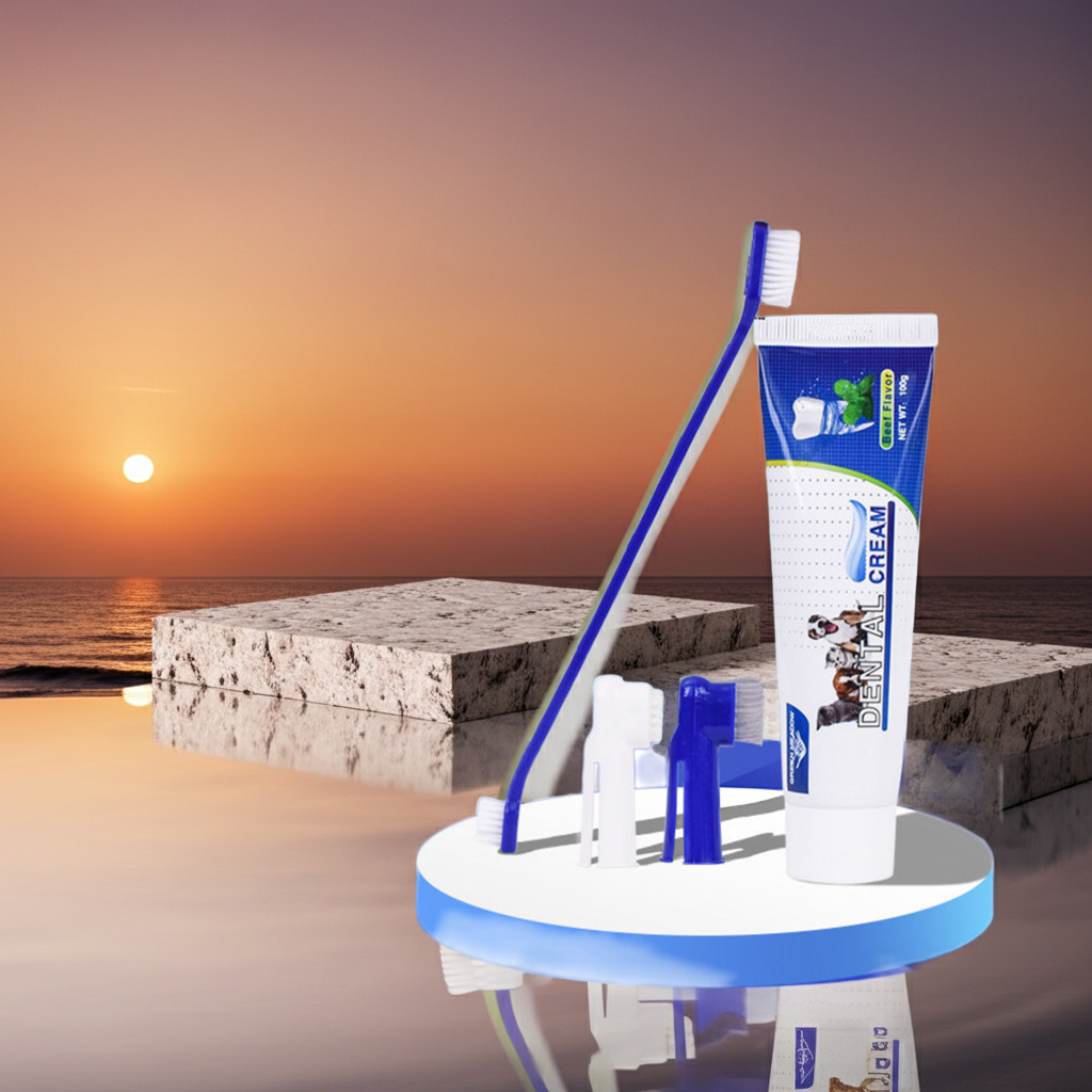 Premium All-in-One Zahnreinigungs-Set mit ESSBARER Zahnpasta für Hunde & Katzen – Ausgezeichneter Bestseller