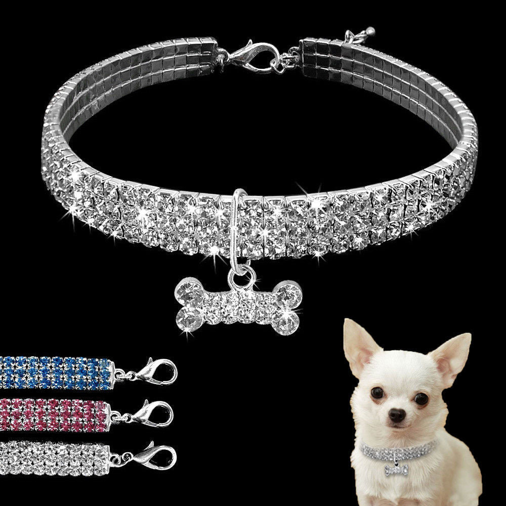 Glamour-Halsband mit Strasssteinen | Elegantes Schmuck-Accessoire für Haustiere