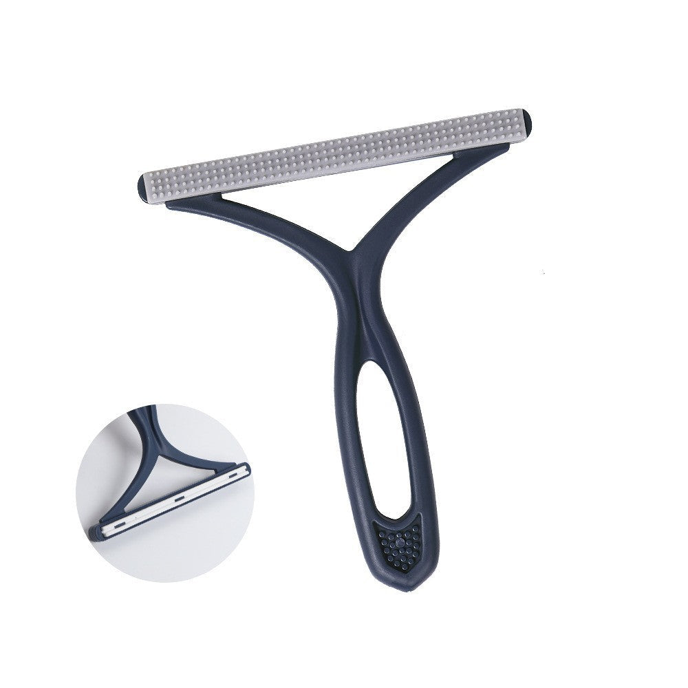 Grey pet grooming brush with a close-up inset on a white background FurLaati