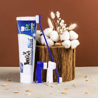 Premium All-in-One Zahnreinigungs-Set mit ESSBARER Zahnpasta für Hunde & Katzen – Ausgezeichneter Bestseller