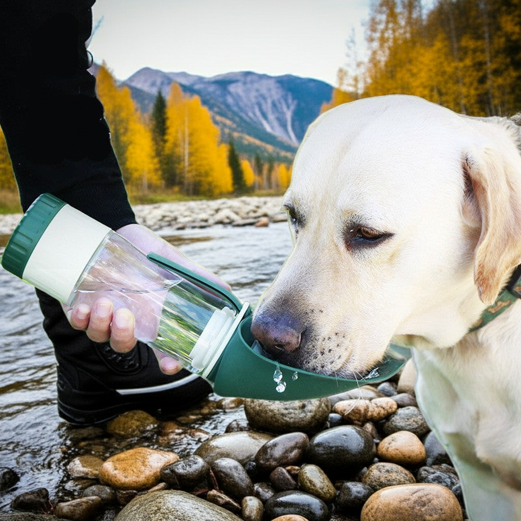 Trinkflasche. Die 2-in-1-Designlösung Reiseflasche mit Futterfach.Red Dot Award Design Gewinner. Detailansicht (Bild 6) des…