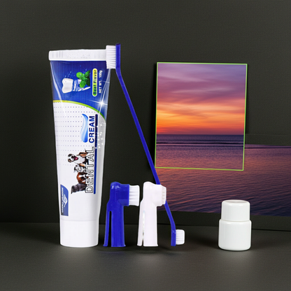 Premium All-in-One Zahnreinigungs-Set mit ESSBARER Zahnpasta für Hunde & Katzen – Ausgezeichneter Bestseller