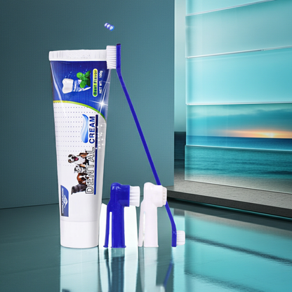 Premium All-in-One Zahnreinigungs-Set mit ESSBARER Zahnpasta für Hunde & Katzen – Ausgezeichneter Bestseller