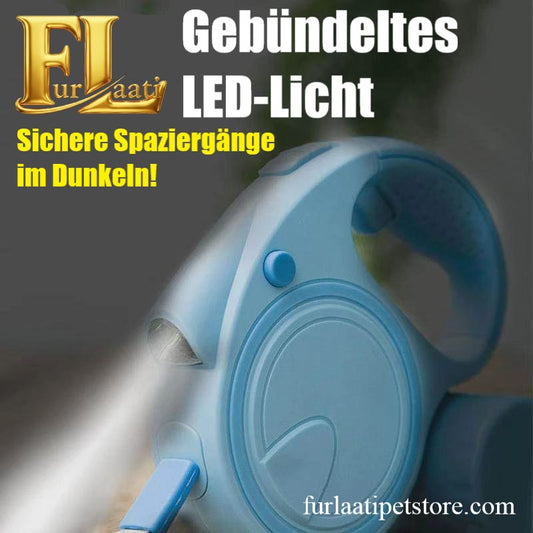 3-in-1 Automatisch ausziehbare Hundeleine mit Licht und Kotbeutelspender
