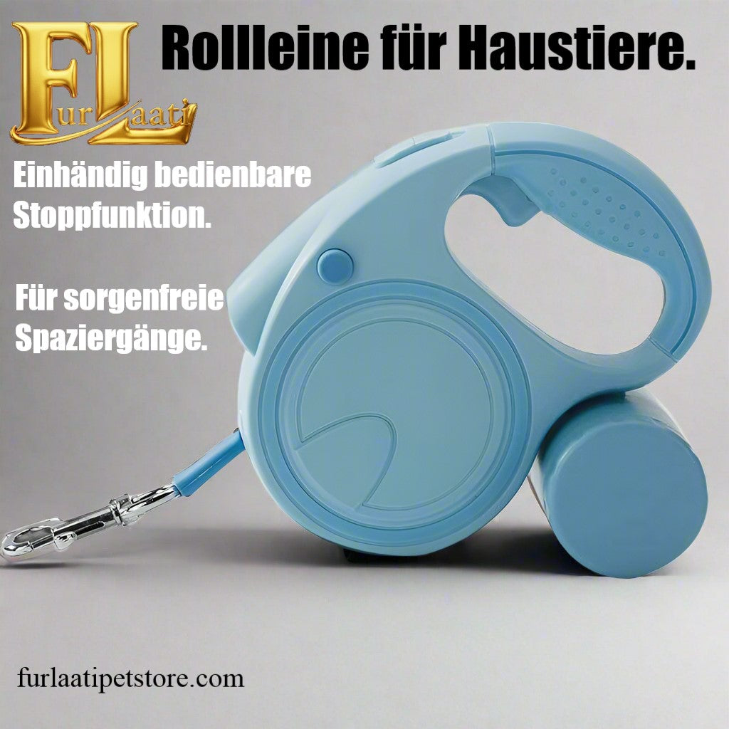 3-in-1 Automatisch ausziehbare Hundeleine mit Licht und Kotbeutelspender